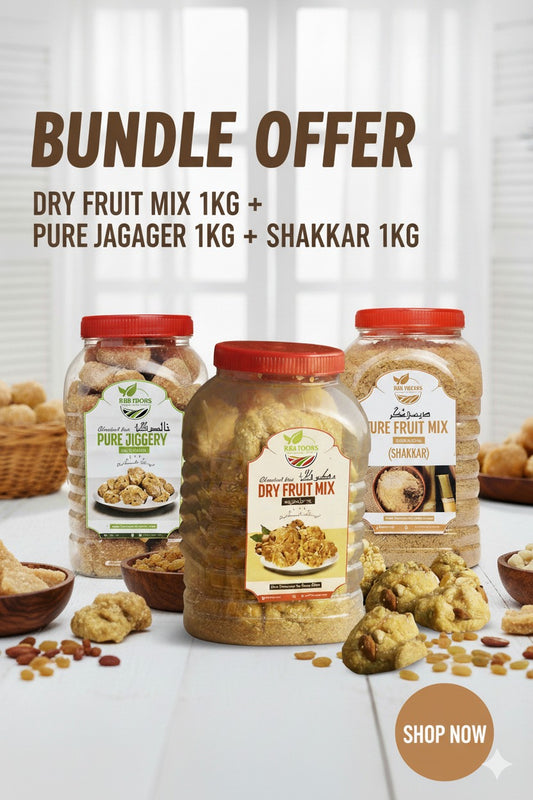 DRY FRUITS MIX GUR + PURE JAGGERY + SHAKKAR  1KG+1KG+1KG